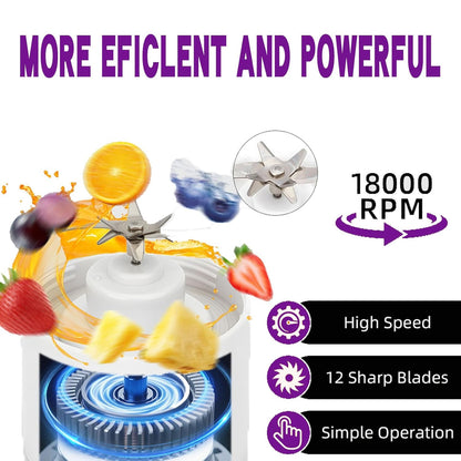 Portable 12 Blade Juicer Blender USB Rechargeable Mixer Bottle