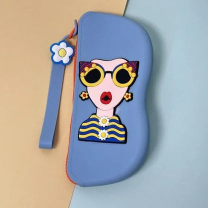 Cute Silicone Sunglasses Case for Women | Soft Eyeglass Cover with Strap
