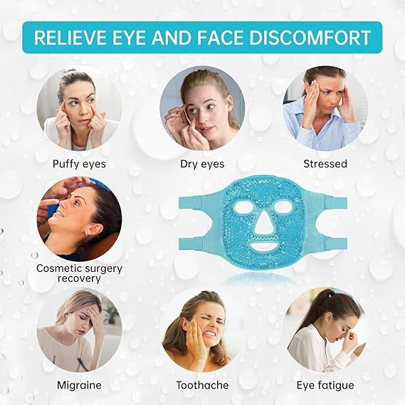 Reusable Ice Gel Face Mask Cooling Therapy for Puffy Eyes, Face & Skin Care