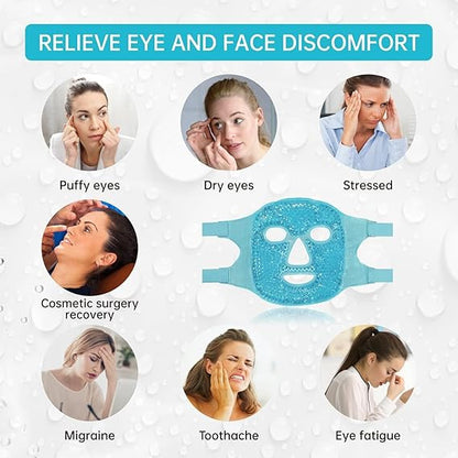 Reusable Ice Gel Face Mask Cooling Therapy for Puffy Eyes, Face & Skin Care