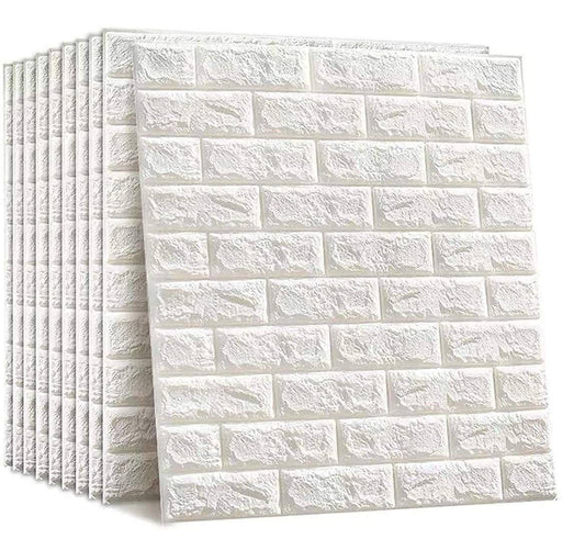 3D White Brick Texture Wallpaper (70x77 Cm)