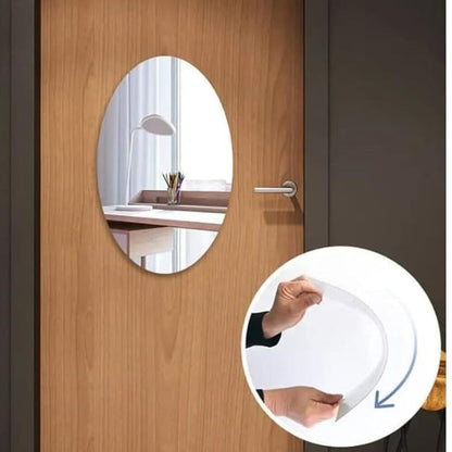Oval Shape Self-Adhesive Sticker Mirror (30x45 cm) | Flexible Acrylic Wall Mirror for Home Decor