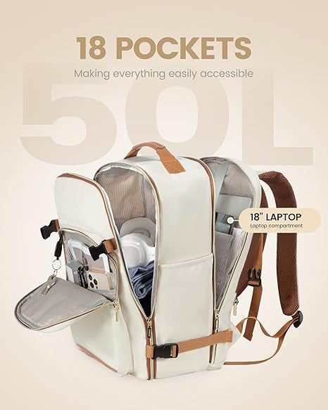 Large Travel Carry Backpack with Organizer Pouches for Men & Women