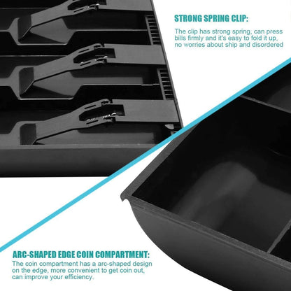 Cash Drawer Money Tray with 4 Bill Clips