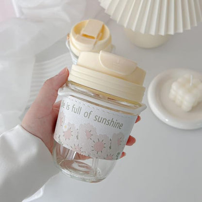 Pearl Glass Cup Water Bottle with Handle | Cute Glass Tumbler