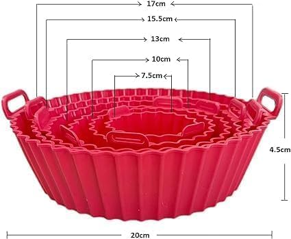 Reusable Silicone Air Fryer Liners Set of 6 | Non-Stick Heat Resistant Food Grade Silicone Air Fryer Pots