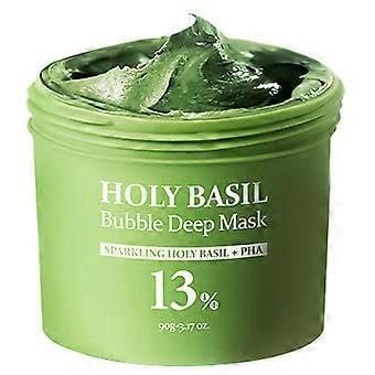 Holy Basil Bubble Deep Mask 90g Korean Clay Wash Off Pack for Pore Cleansing & Blackhead Removal