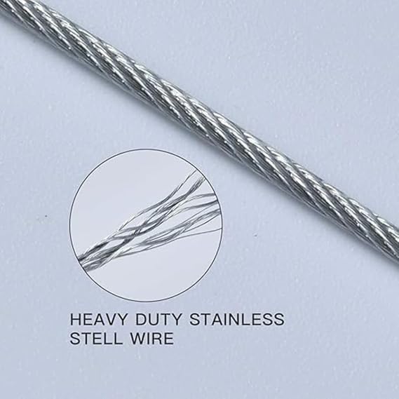 5 Meter Steel Wire Cloth Rope | Rustproof with Hooks | Outdoor Clothesline