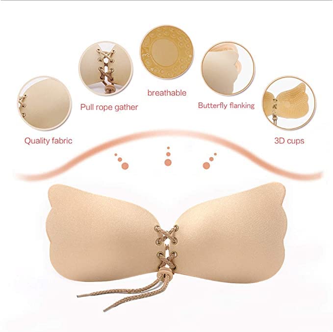 Invisible Backless Push-Up Bra with Drawstring | Self Adhesive Strapless Bra for Women