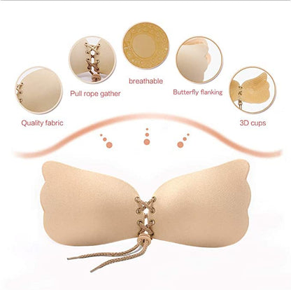 Invisible Backless Push-Up Bra with Drawstring | Self Adhesive Strapless Bra for Women