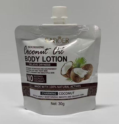 Coconut Glow Body Lotion | 48Hr Hydration with 100% Natural Actives | Lightweight & Non-Sticky Moisturizer (30ml)