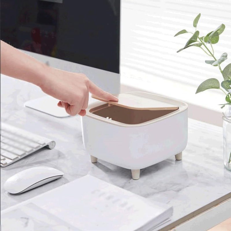 Bin In Desk Desktop Dustbin – Compact & Stylish Desk Bin (Square) – Samanle