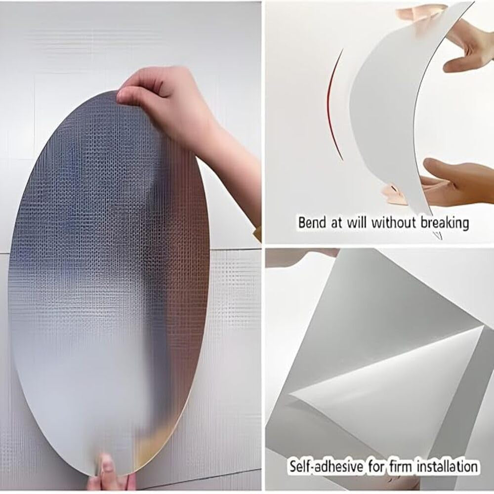 Oval Shape Self-Adhesive Sticker Mirror (20x30 cm) | Flexible Acrylic Wall Mirror for Home Decor