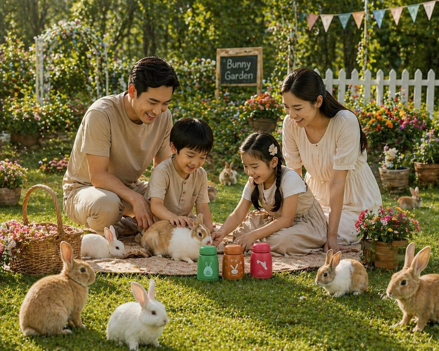 Cute Rabbit Stainless Steel Water Bottle for Kids 330Ml