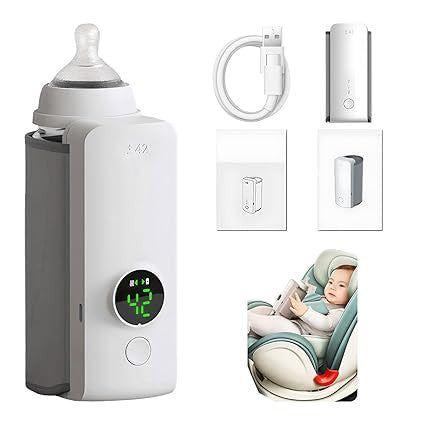Portable Rechargeable Baby Milk Warmer Bottle with Digital Display | USB Travel-Friendly
