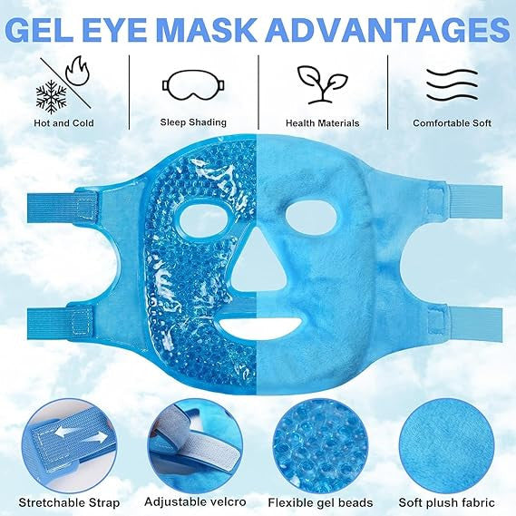 Reusable Ice Gel Face Mask Cooling Therapy for Puffy Eyes, Face & Skin Care