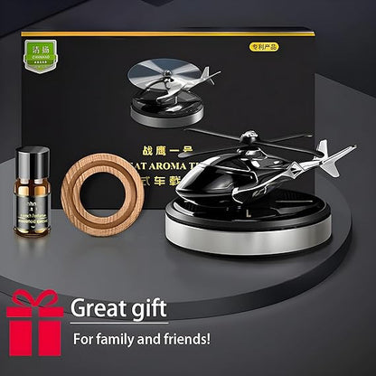 Solar Powered Helicopter Car Air Freshener with Rotating Blades