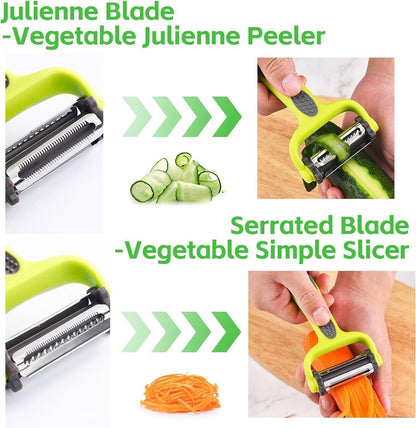3 in 1 Stainless Steel Vegetable Peeler & Julienne Cutter