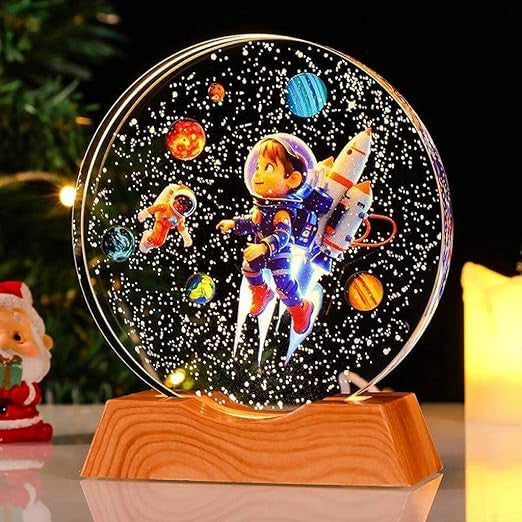 3D Crystal Space Theme Galaxy LED Night Lamp