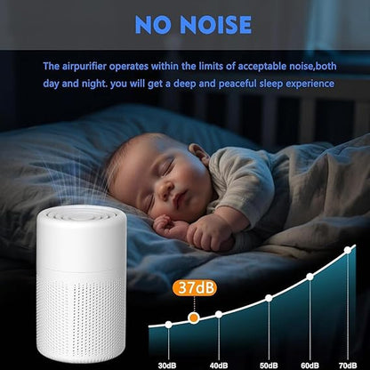 Portable Air Purifier with HEPA Filter | USB Rechargeable | Compact Desktop Air Cleaner for Home & Office