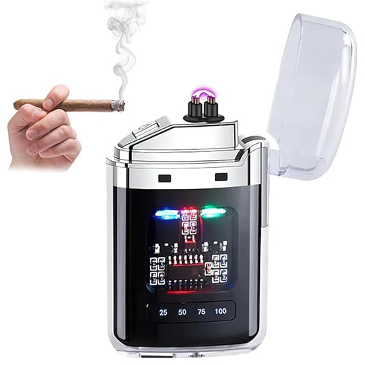 Rechargeable Dual Arc Plasma Lighter with LED Display – Windproof USB Electric Lighter