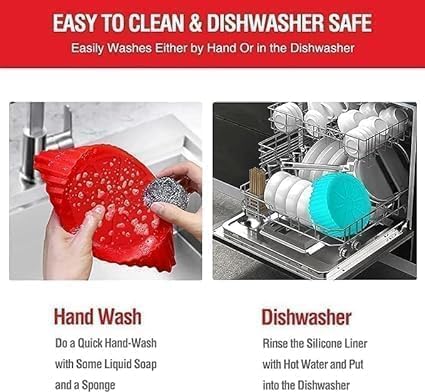 Reusable Silicone Air Fryer Liners Set of 6 | Non-Stick Heat Resistant Food Grade Silicone Air Fryer Pots