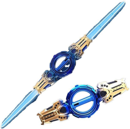Fire Spiral LED Light Sword Toy for Kids | Double-Edged Rotating Action Sword with Sound & Lights