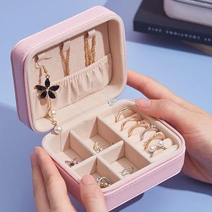 Mini PU Leather Zipper Portable Storage Box