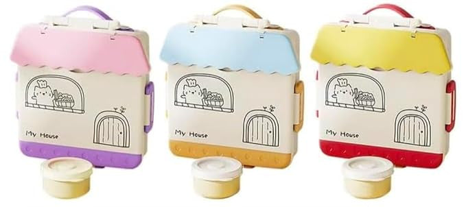 Cute Home Shape Kids Lunch Box | Cute House Design Bento Box with Compartments for School & Picnic