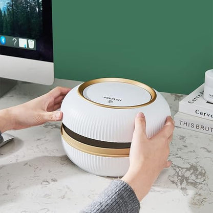 Luxury Round Desktop Dustbin with Lid – Modern Minimal Design (New Round Shape)