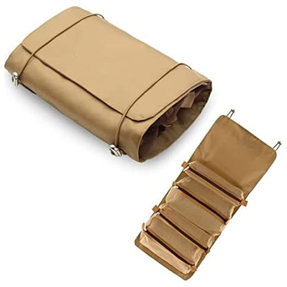 4 In 1 Hanging Travel Cosmetic Bag | Foldable Roll-Up Makeup & Toiletry Organizer with Detachable Zipper Pouches
