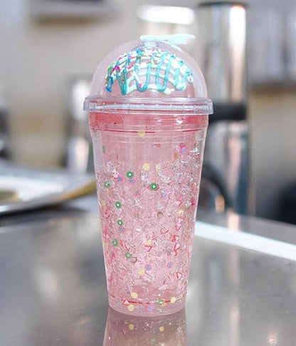 Color Ball Tumbler Cup with Dome Lid & Straw | Reusable Cute Bubble Cold Drink Cup