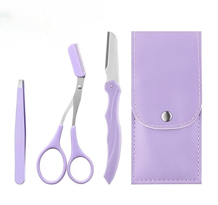 3-in-1 Eyebrow Grooming Kit | Eyebrow Razor, Scissor Comb & Tweezer Set