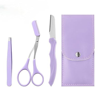 3-in-1 Eyebrow Grooming Kit | Eyebrow Razor, Scissor Comb & Tweezer Set
