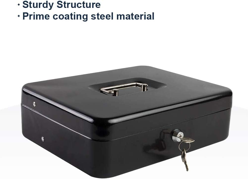 Metal Cash Box Big Size 30x24x9 CM with Lock & Coin Tray