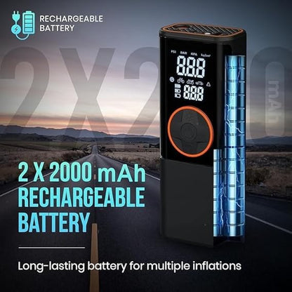 Cordless Car & Bike Tyre Inflator with LED Light – Digital Air Compressor