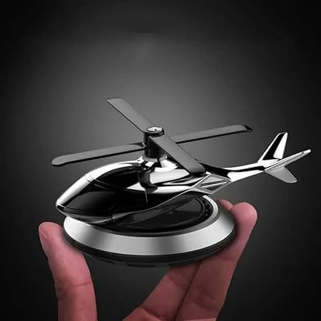 Solar Powered Helicopter Car Air Freshener with Rotating Blades