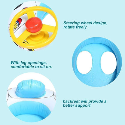 Kids Inflatable Swimming Car Float with Pump | Baby Pool Seat Ring