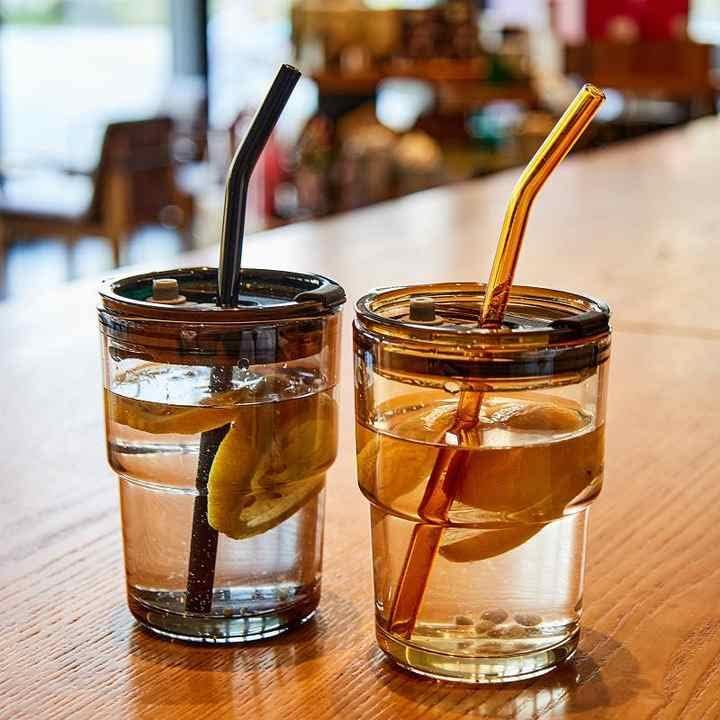GLASS TUMBLER CUP WITH LID (400ML)