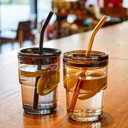 GLASS TUMBLER CUP WITH LID (400ML)