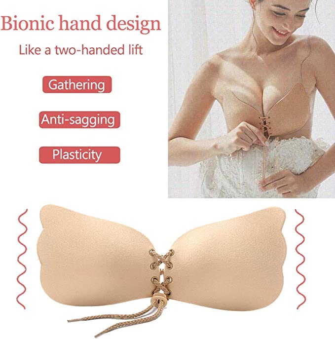 Invisible Backless Push-Up Bra with Drawstring | Self Adhesive Strapless Bra for Women