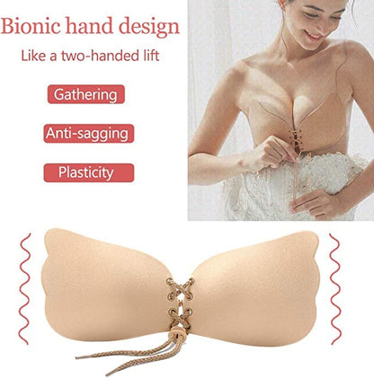 Invisible Backless Push-Up Bra with Drawstring | Self Adhesive Strapless Bra for Women