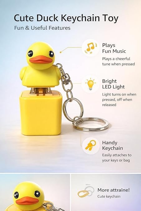 Duck LED Keychain with Sound | Cute Duck Sound Keychain Toy for Kids & Gift