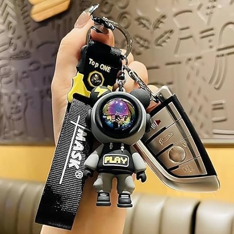 Space Astronaut Keychain with LED Light – Cute Spaceman Keyring for Car, Bike, Bags