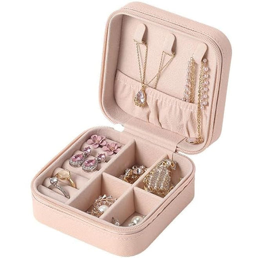 Mini PU Leather Zipper Portable Storage Box