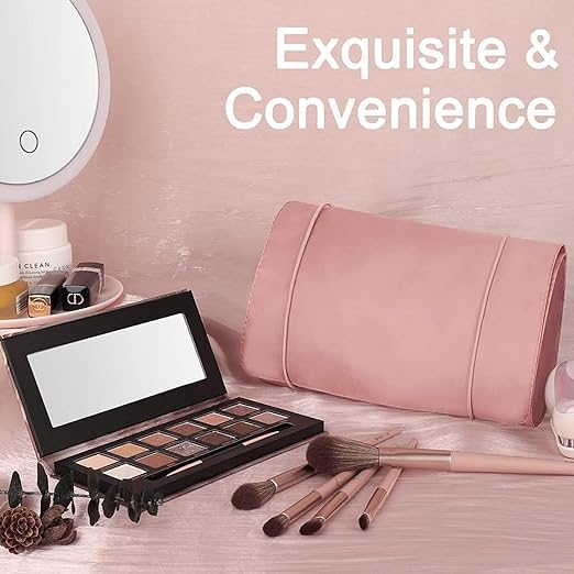 4 In 1 Hanging Travel Cosmetic Bag | Foldable Roll-Up Makeup & Toiletry Organizer with Detachable Zipper Pouches