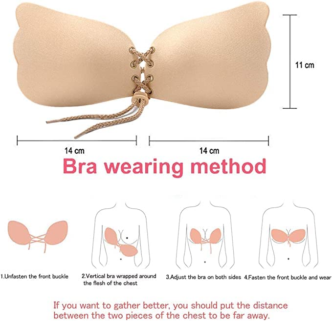 Invisible Backless Push-Up Bra with Drawstring | Self Adhesive Strapless Bra for Women