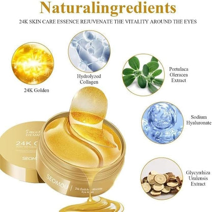 Under Eye Mask with 24K Gold – Hydrogel Eye Patches for Dark Circles, Puffiness & Wrinkles