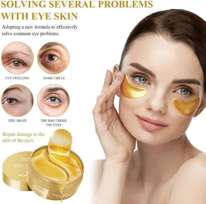 Under Eye Mask with 24K Gold – Hydrogel Eye Patches for Dark Circles, Puffiness & Wrinkles