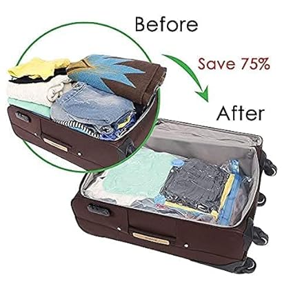 5 PCS Vacuum Storage Bags with Pump – Reusable Space Saver Seal Bags